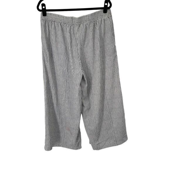 Max Studio Cream Black Stripe Crepe Cropped Wide Leg Pant Sz XL NWT - Picture 2 of 9